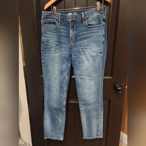 Mens Old Navy Blue Ankle Cropped Jeans with Medium Wash and Slim Fit